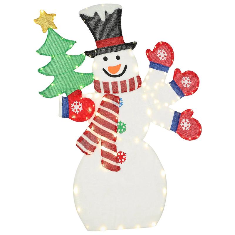 4FT Lighted Snowman, 148 LEDs, IP44 Waterproof, Outdoor Yard Decor