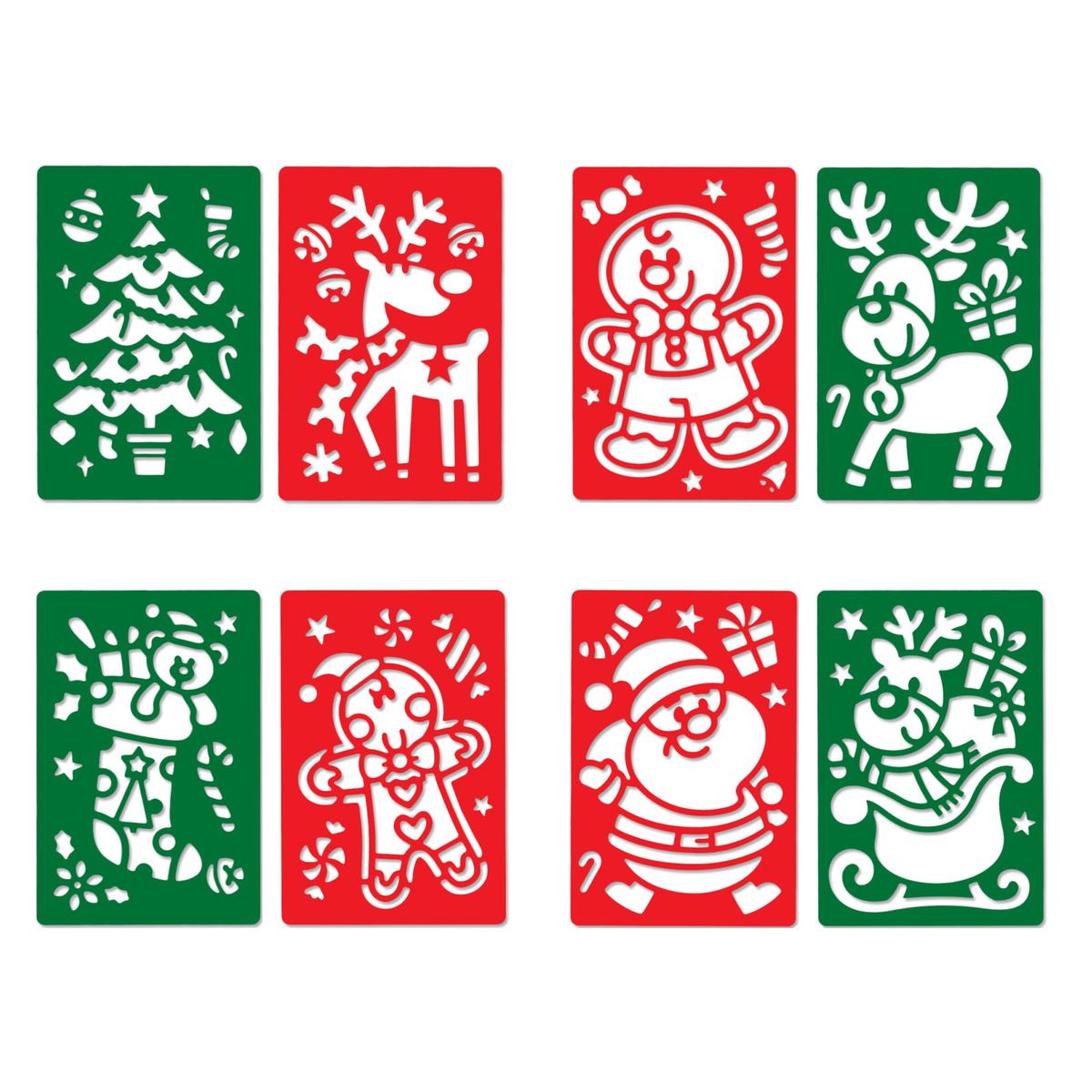 Christmas Multi-Media Art Stencils, 8-1/4-Inch x 5-1/2-Inch, 8-count