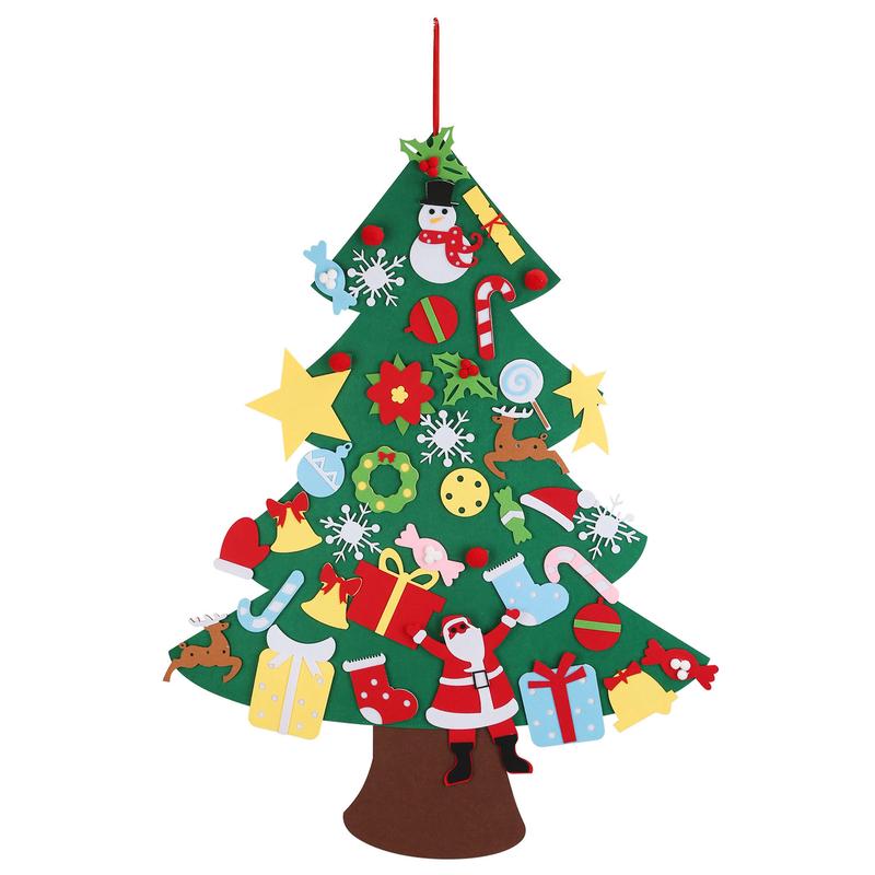 Fresh Fab Finds DIY Felt Christmas Tree, 41Pcs Detachable Ornaments for Kids, Toddler Wall Hanging