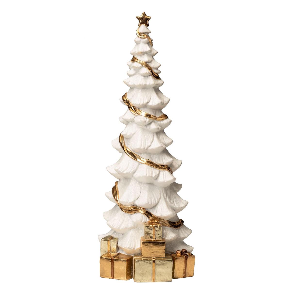 NOEL by Lamart Polyresin Christmas Tree Christmas Decoration 50cm White Gold
