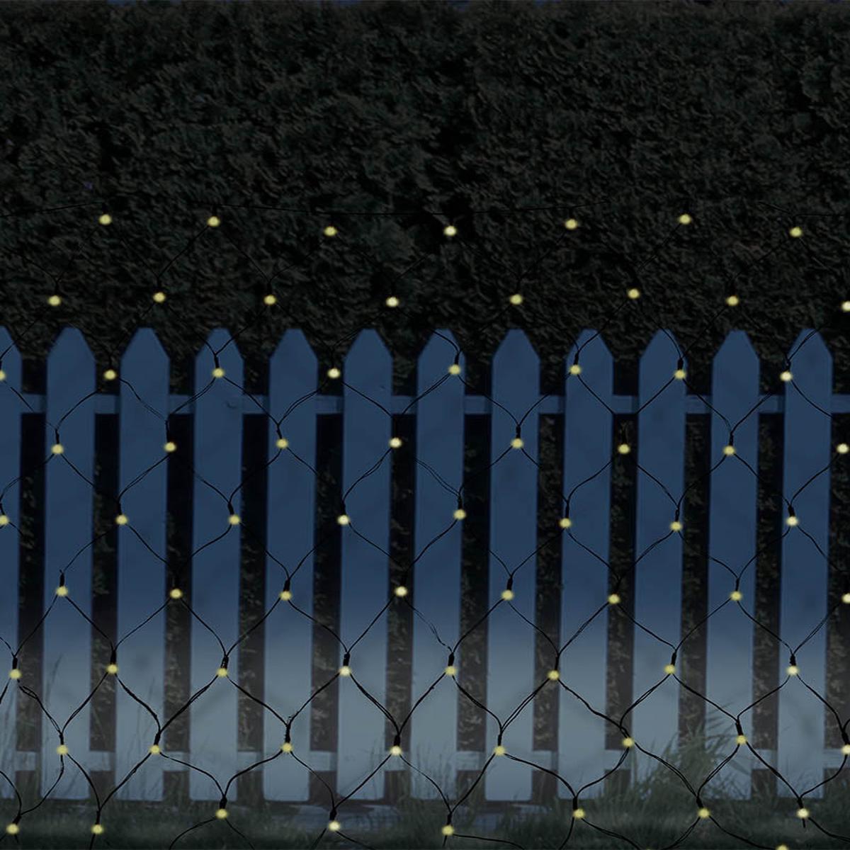 Warm White 250 Piece Solar LED Net Christmas Lights 1.3m
