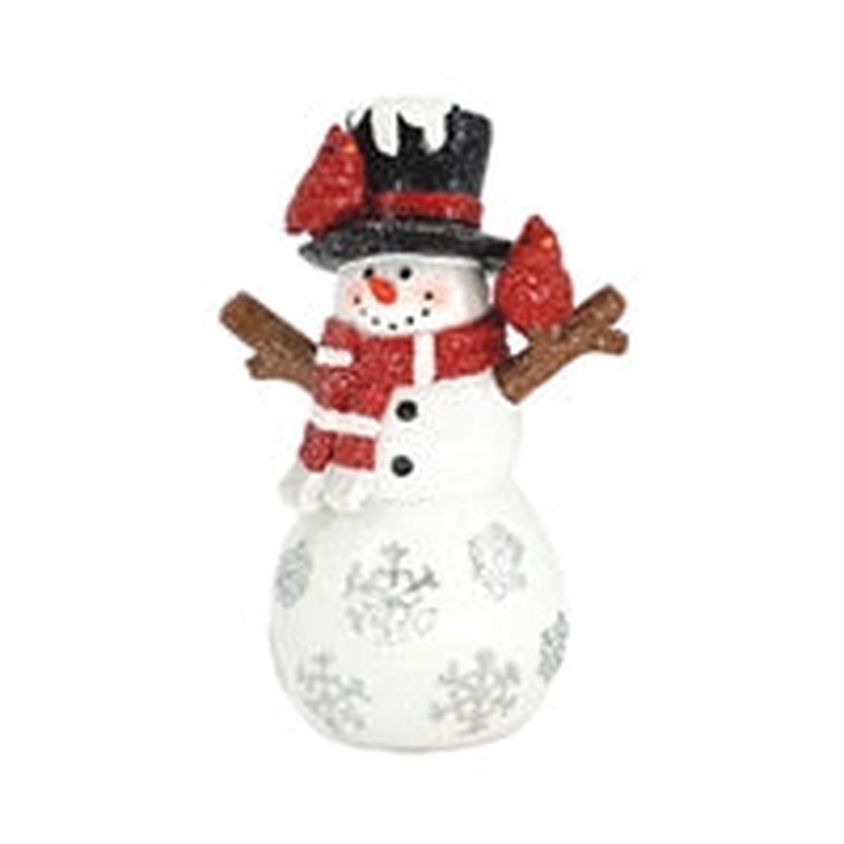 Wing Tai Trading WTT RXF43223-SM SMALL RESIN SNOWFLAKE SNOWMAN W/CARDINALS