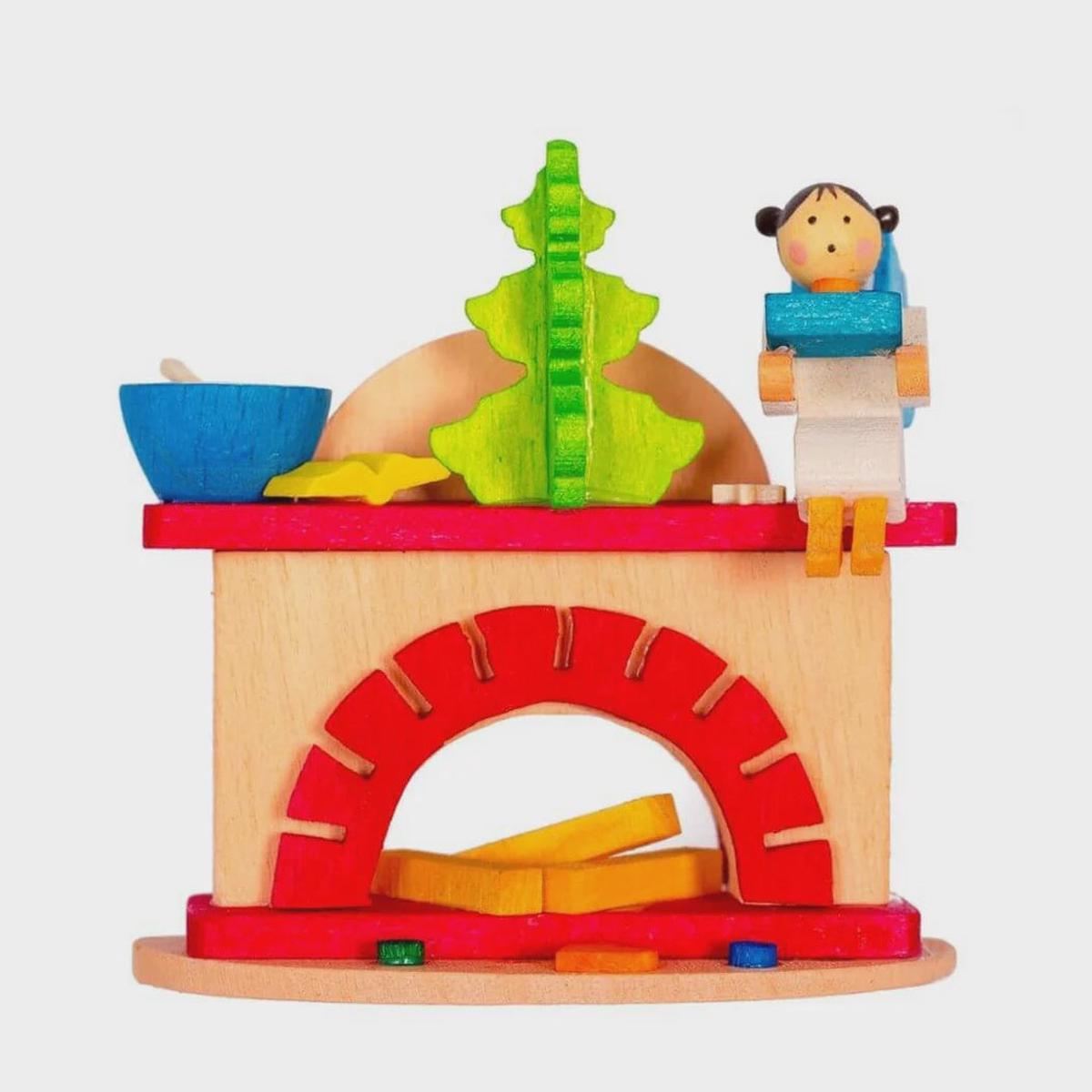 Wooden Christmas Tree Ornament | Fireplace With Angel
