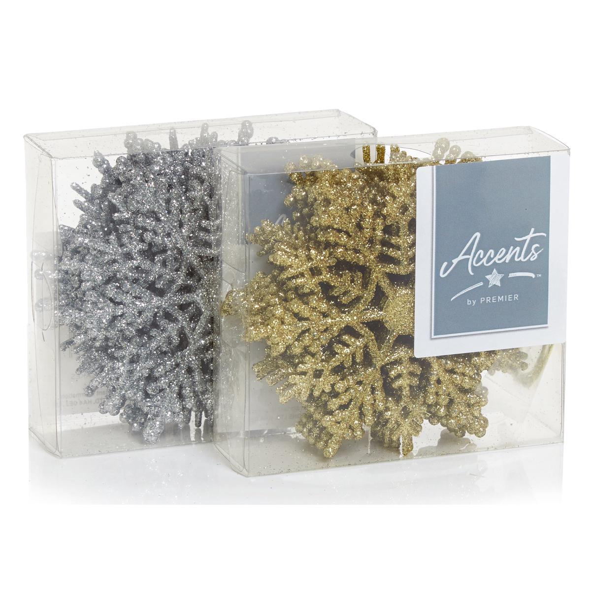 Accents TD125609GS Glitter Snowflake 9.5cm Pkt10 - Various Colours