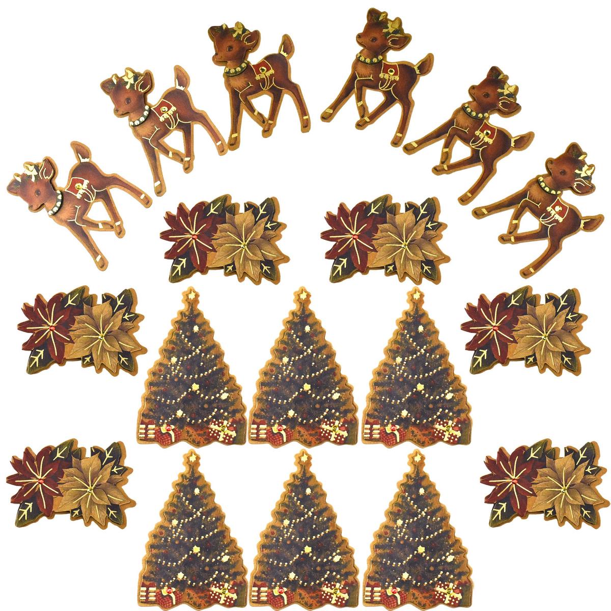 Christmas Seasonal Icons Die Cut Embellishments, 3-inch, 18-piece