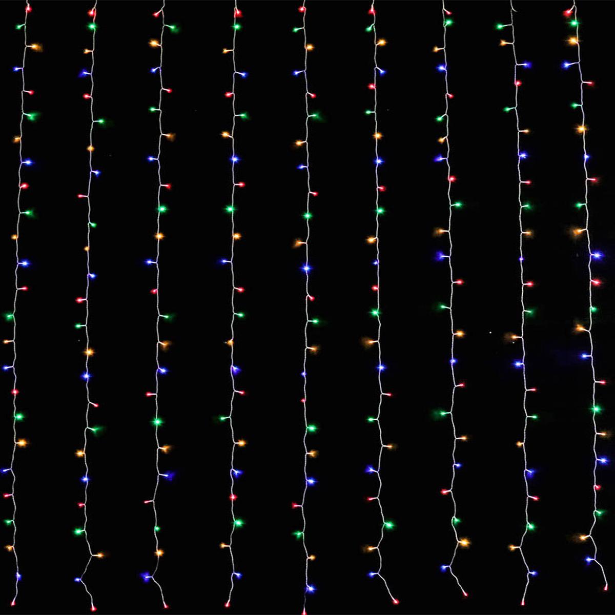 Flashing Multicolour 600 Piece LED Curtain Christmas Lights 6m
