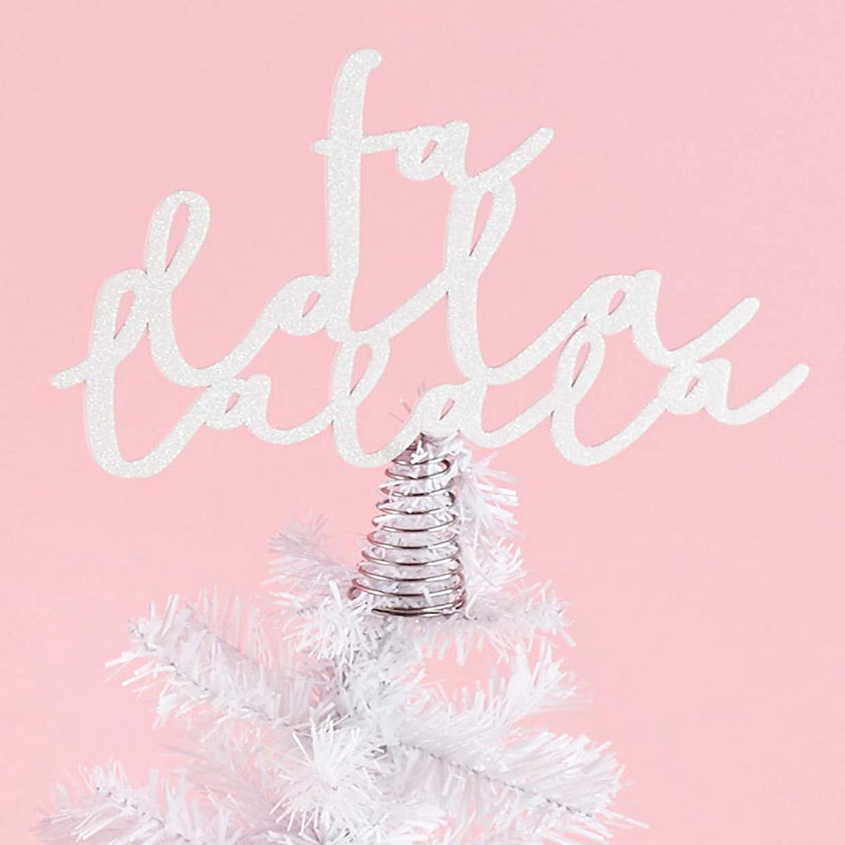 Good Cheer White Falala Wooden Christmas Tree Topper