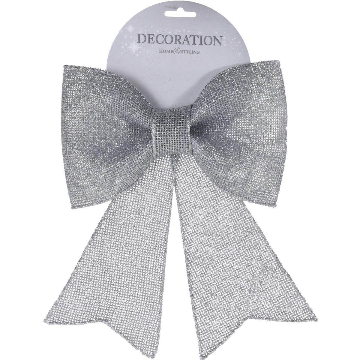 Home & Styling CAA006640 Christmas Bow 24cm - Silver