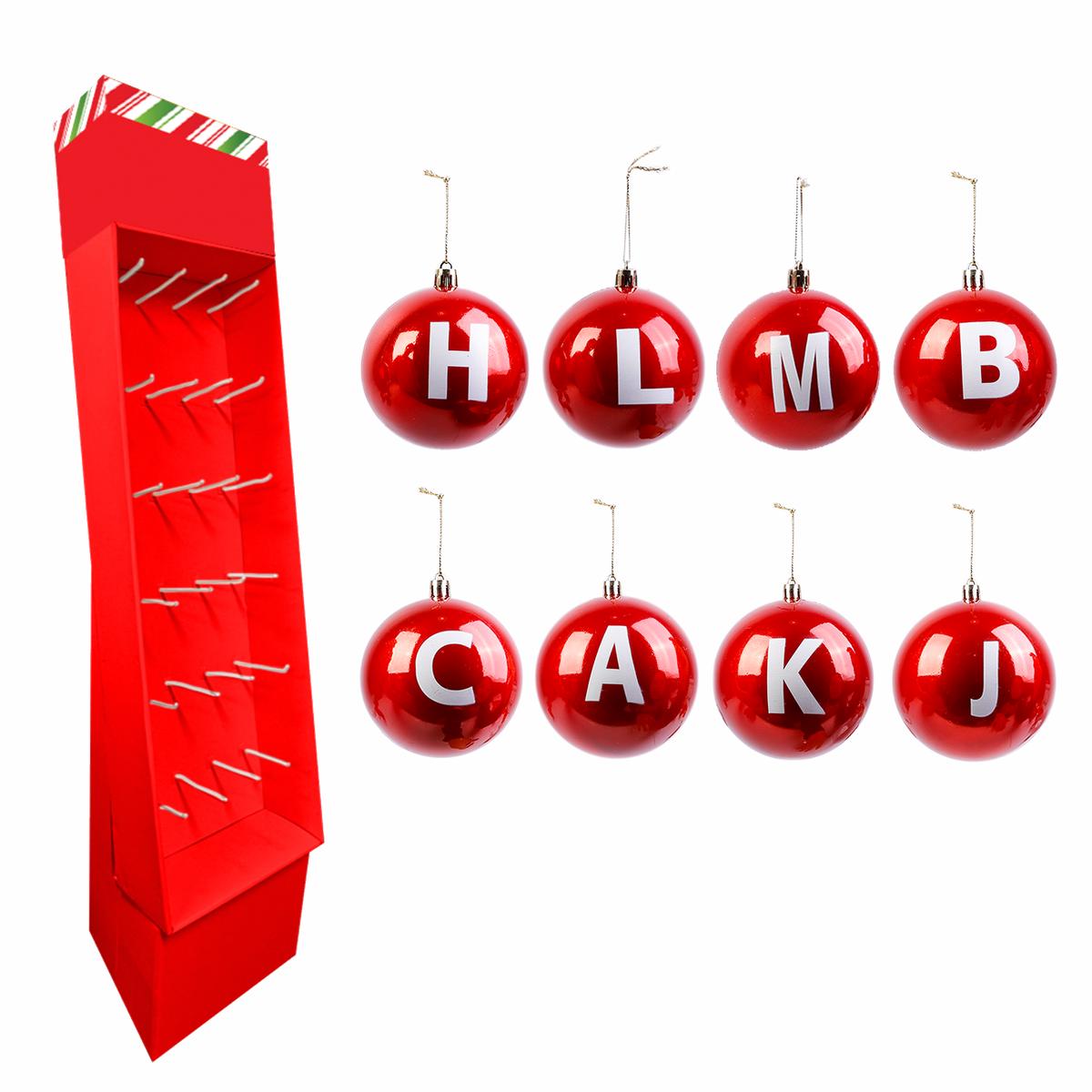 Red Bauble with Printed Letter (Assorted)
