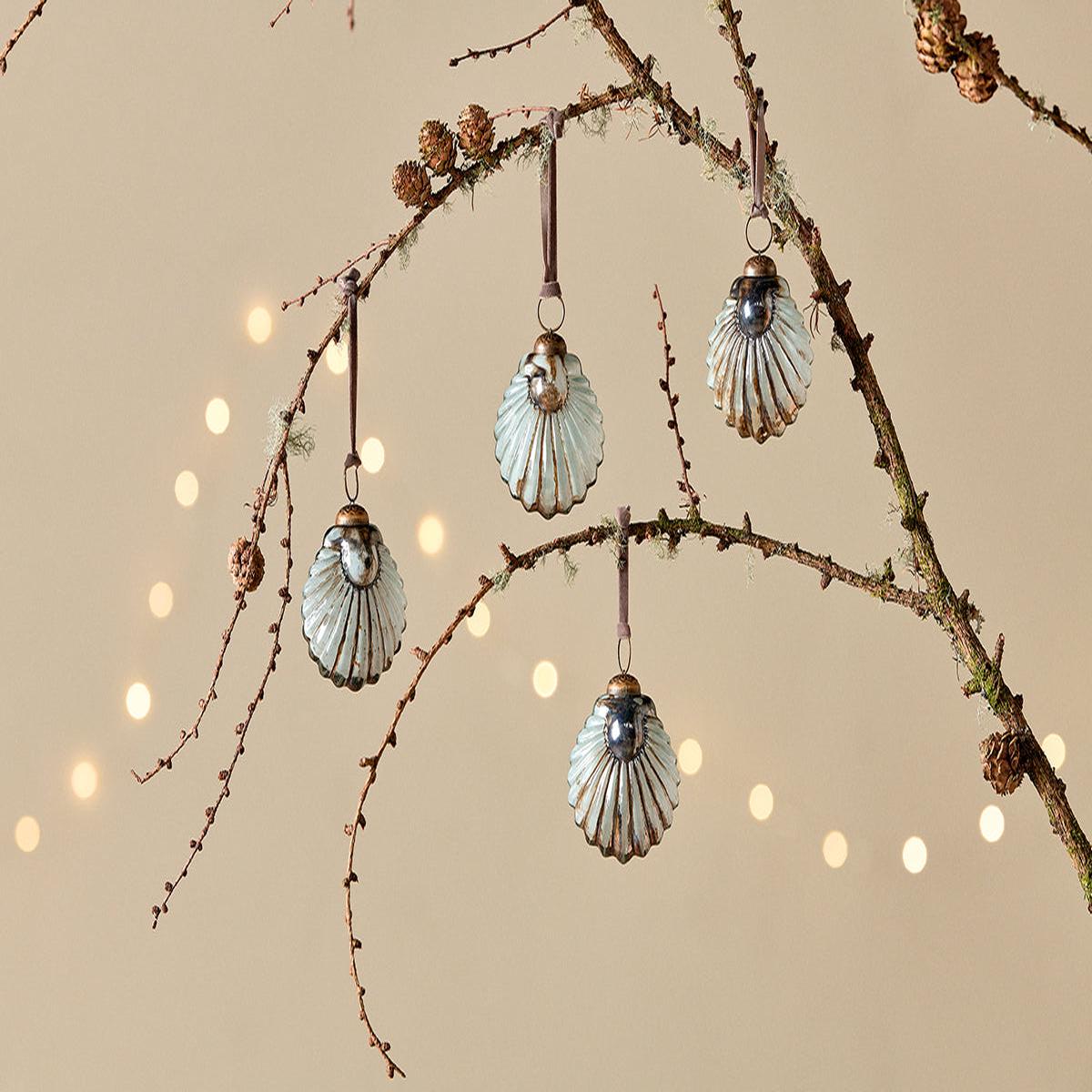 Sohni Shell Baubles - Gold Cream - (Set of 4)