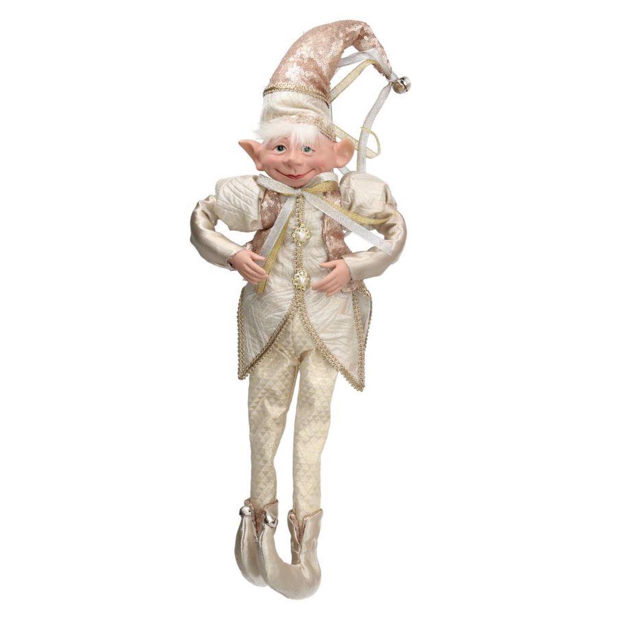 VACCHETTI Champagne Elf Fabric Puppet Christmas Decoration 20cm
