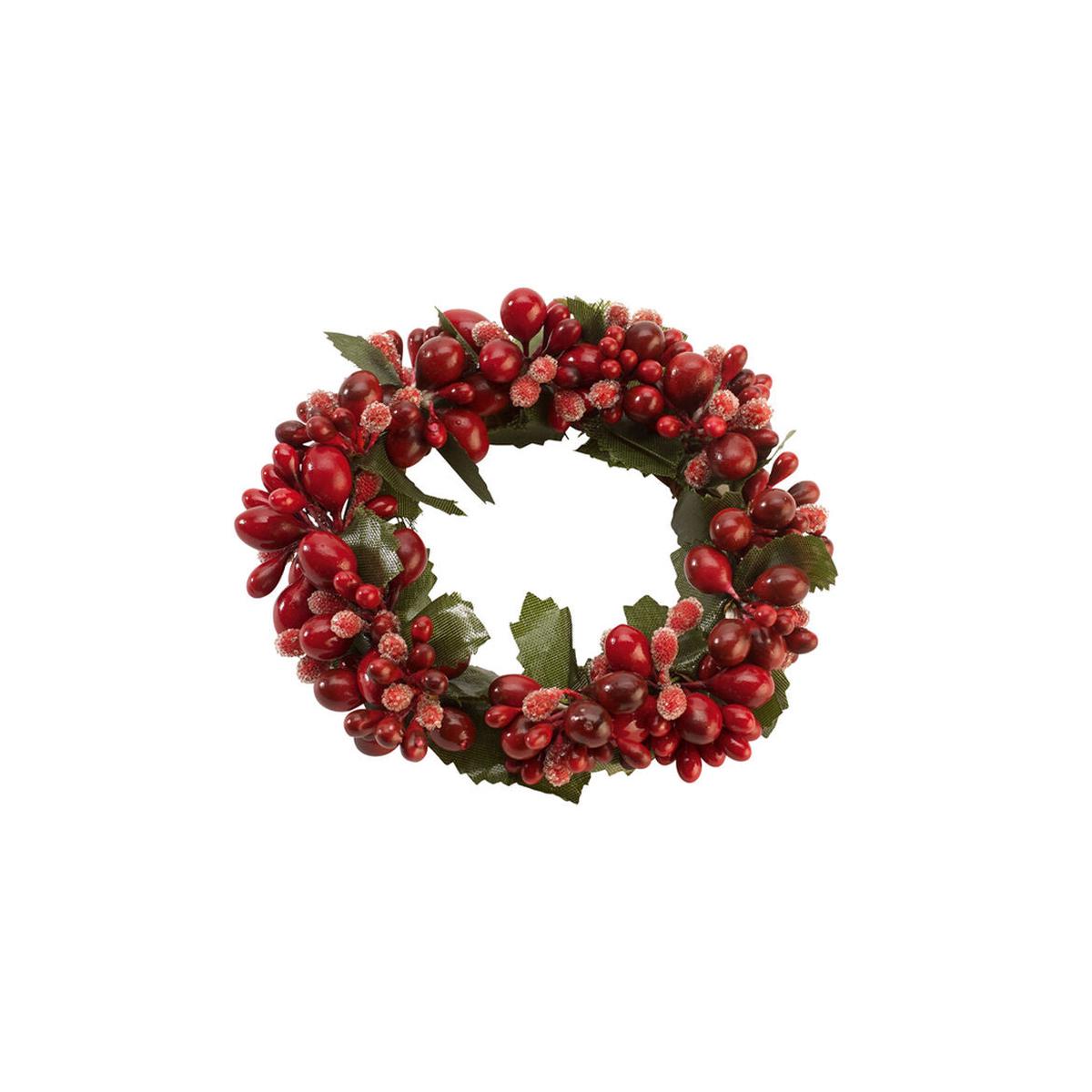 VILLEROY & BOCH Winter Collage Accessoires Candle Holder Wreath Red Berries 10cm Christmas Decorations