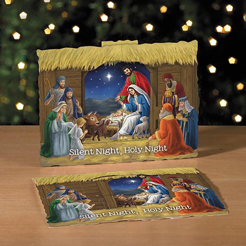 Christmas Cards: Silent Night, Holy Night 3-D Stand Up Nativity