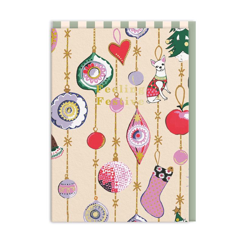 Feeling Festive Baubles Christmas Card