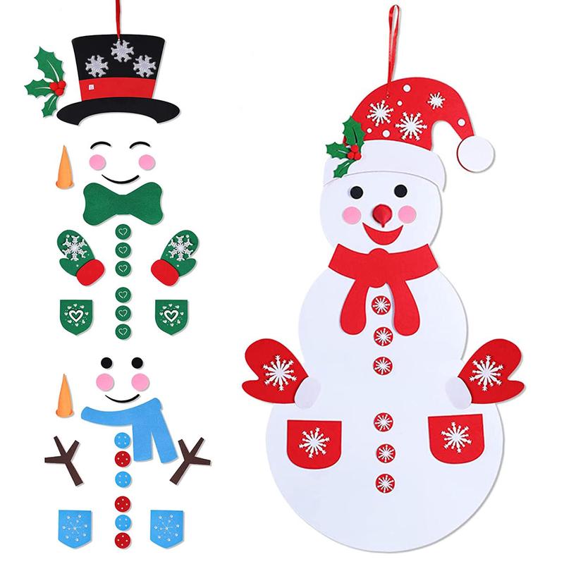 Fresh Fab Finds Felt Christmas Snowman Set DIY Felt Christmas Hanging Decorations Kits with 54Pcs Detachable Ornaments Xmas Gift for Toddlers