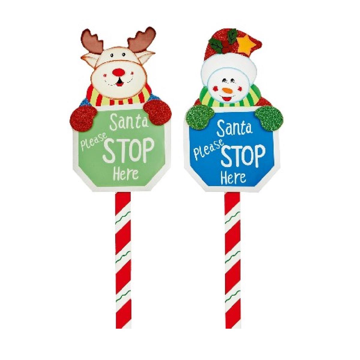 Premier Decorations AC04106 Christmas Stake Stop Here Sign - Various