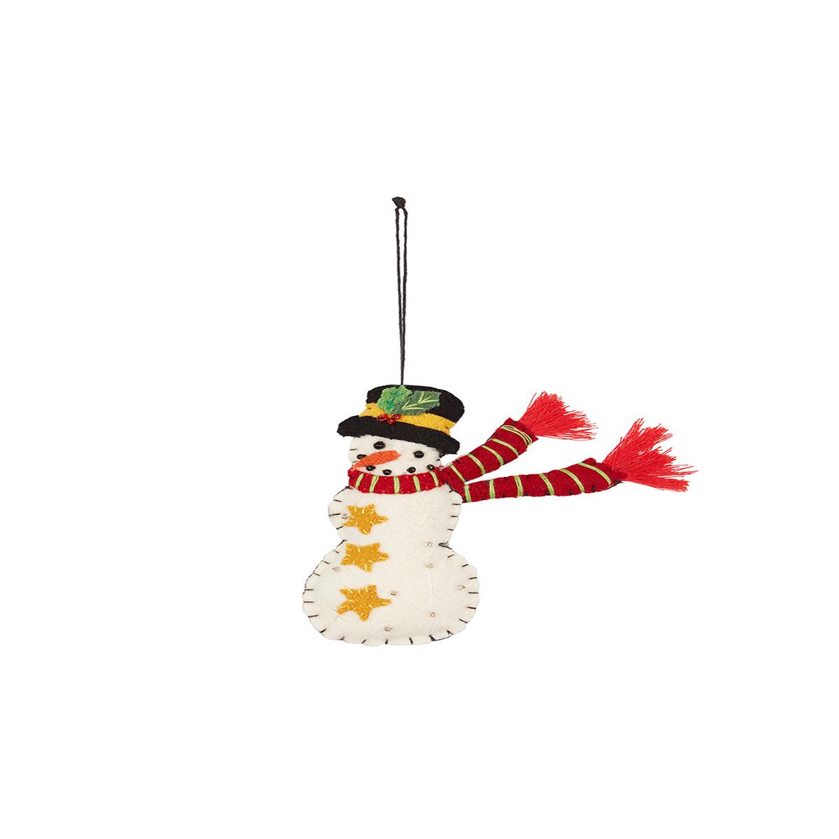 Snowman Black Hat Red Scarf Ornament Small