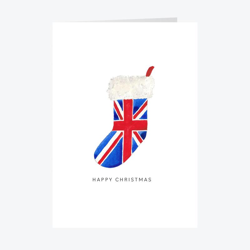 Union Jack Stocking Personalised Christmas Card A5 or A6 Sizes - A5 / 5