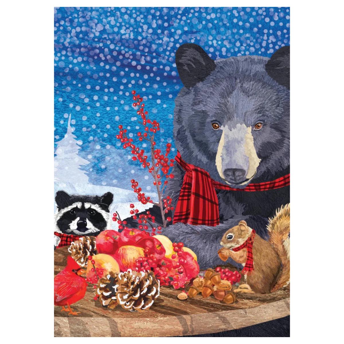 Woodland Animals At Table Holiday Card