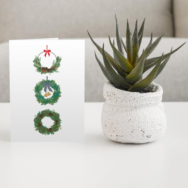 3 Wreaths Personalised Christmas Card Set A5 Size - A5 / 5