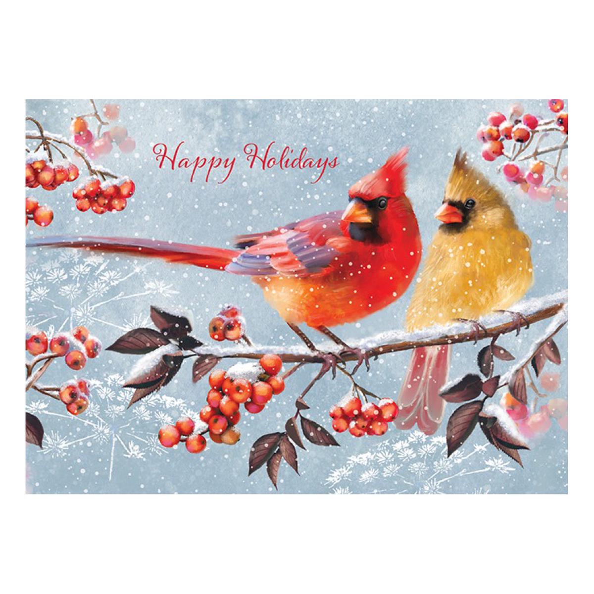 Cardinal Couple On Branch Card