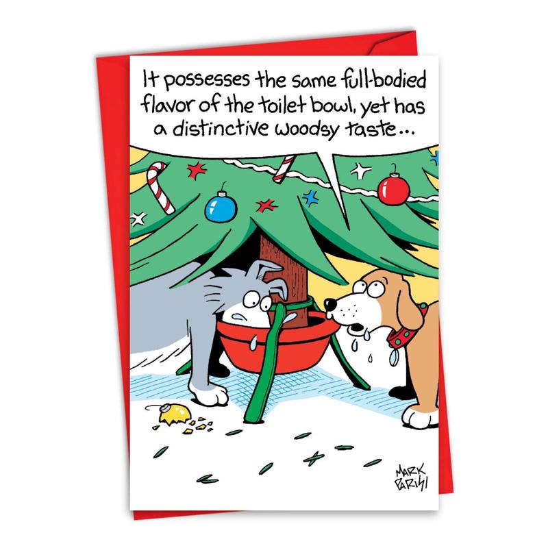 Dogs Drinking Christmas Tree Water Card