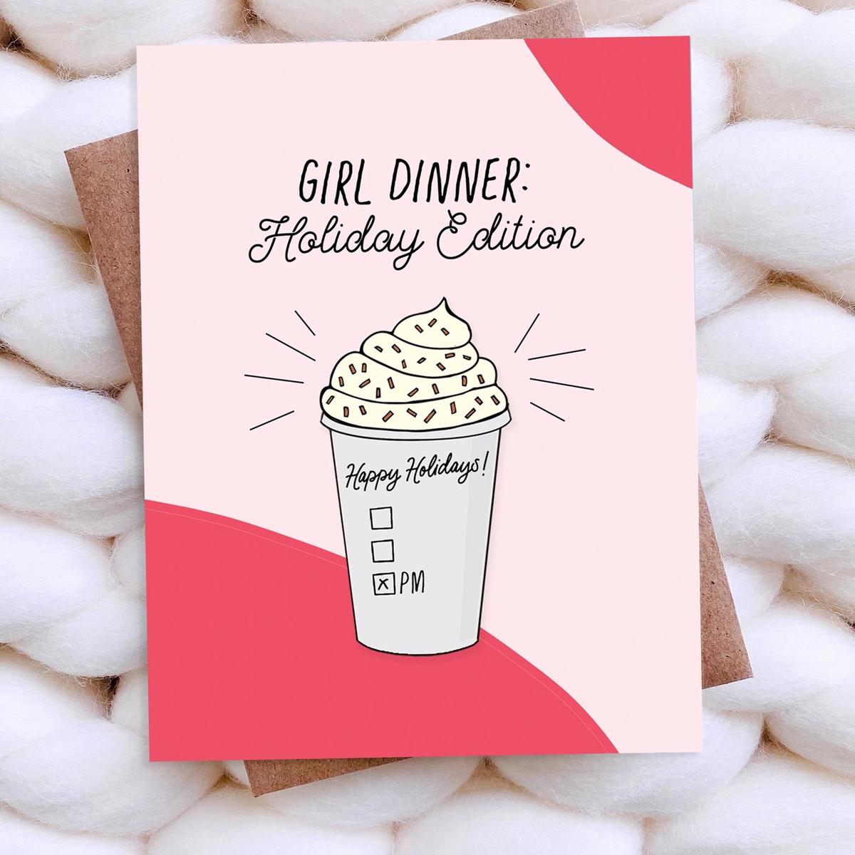 Girl Dinner Christmas Card