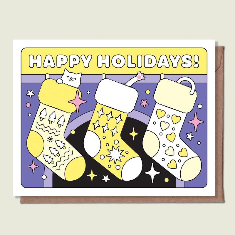 Happy Holidays Stocking Greeting Card
