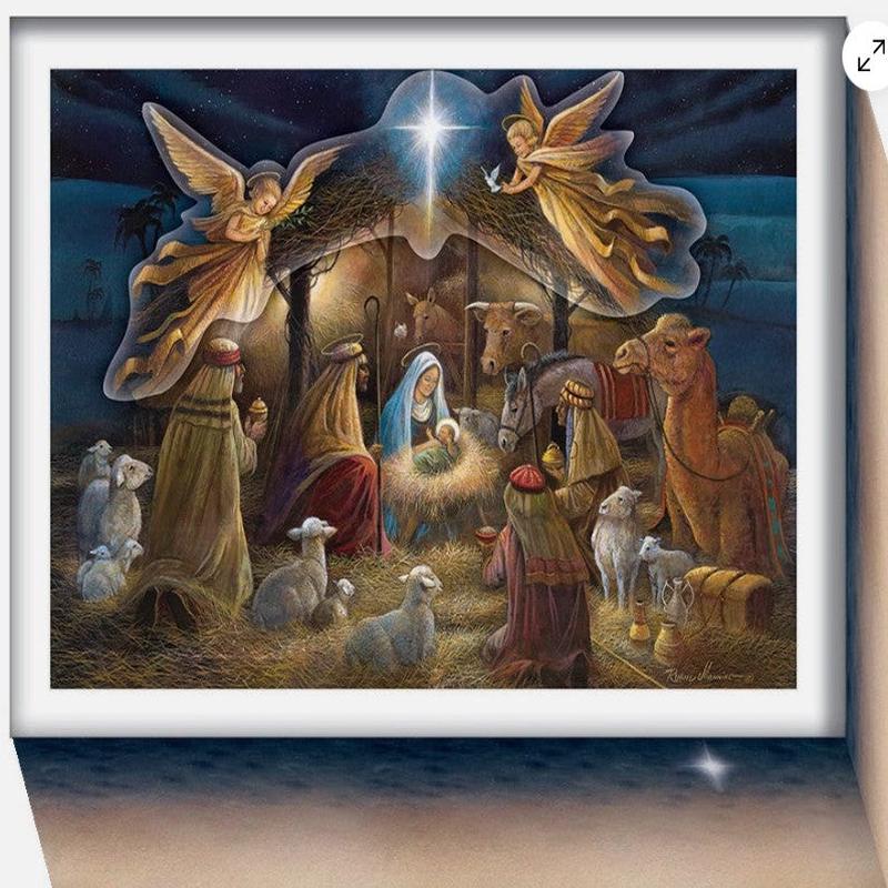 Holy Light Nativity: Box of 15 Glitter Christmas Cards