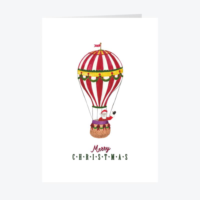 Hot Air Balloon Personalised Christmas Card - A5 or A6 Sizes - A6 / 15