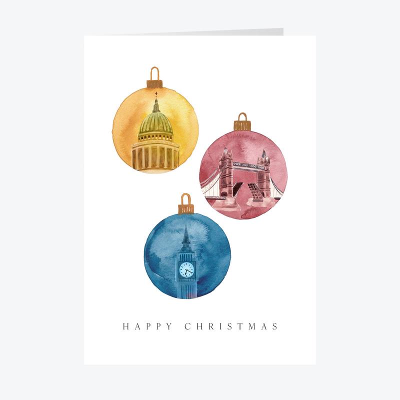 London Baubles Personalised Christmas Card - A5 or A6 Sizes - A5 / 5