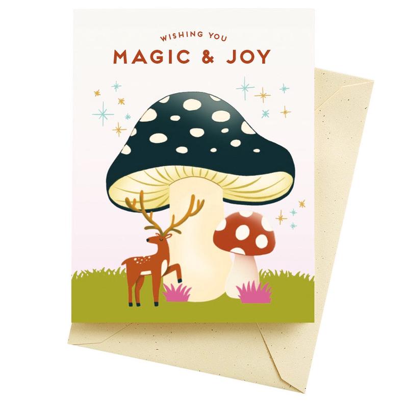 Magic and Joy Mushroom Holiday Card