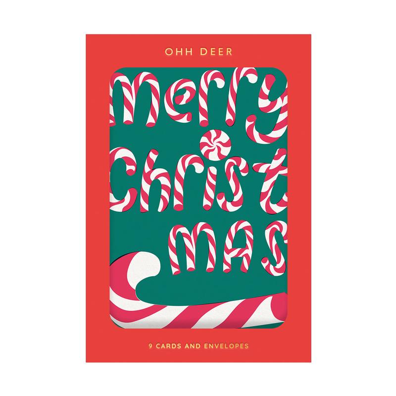 Merry Christmas Candy Cane Pack Of 9