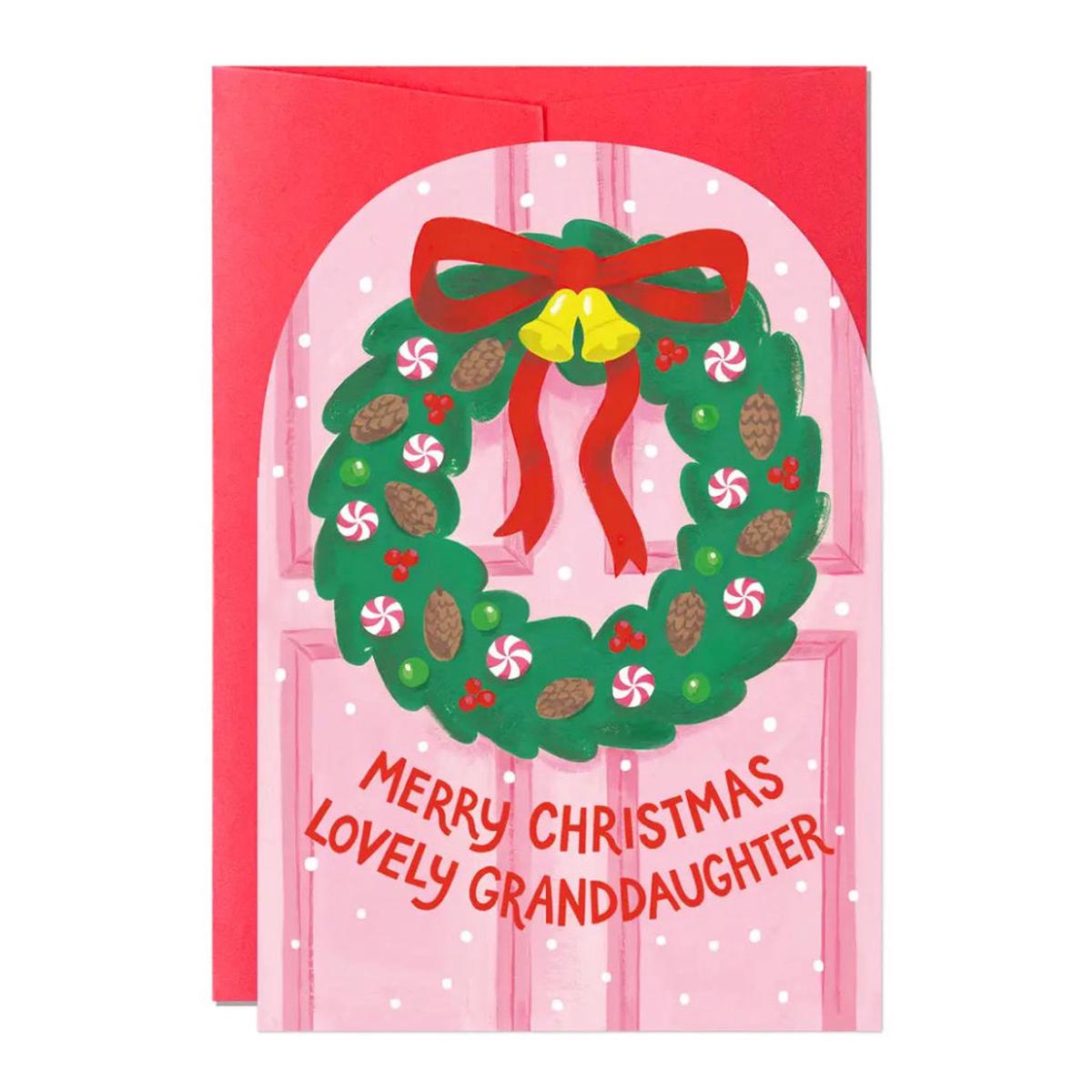 Merry Christmas Granddaughter Wreath Card