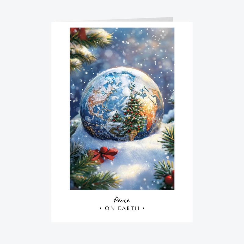 Peace on Earth Globe Personalised Christmas Card - A5 or A6 Sizes - A6 / 5