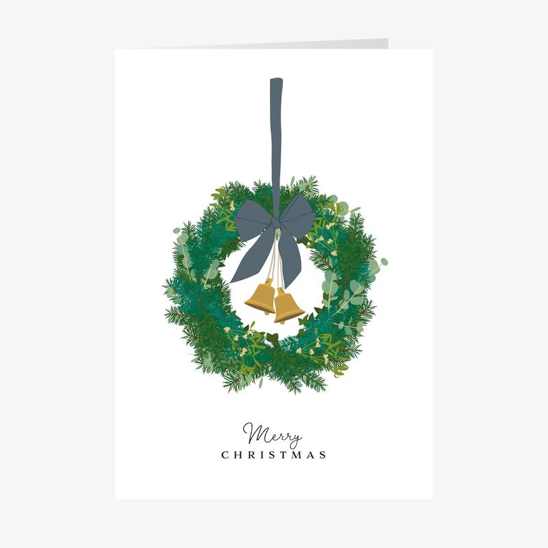 Personalised Grey Wreath Christmas Card Set A5 Size - A5 / 30