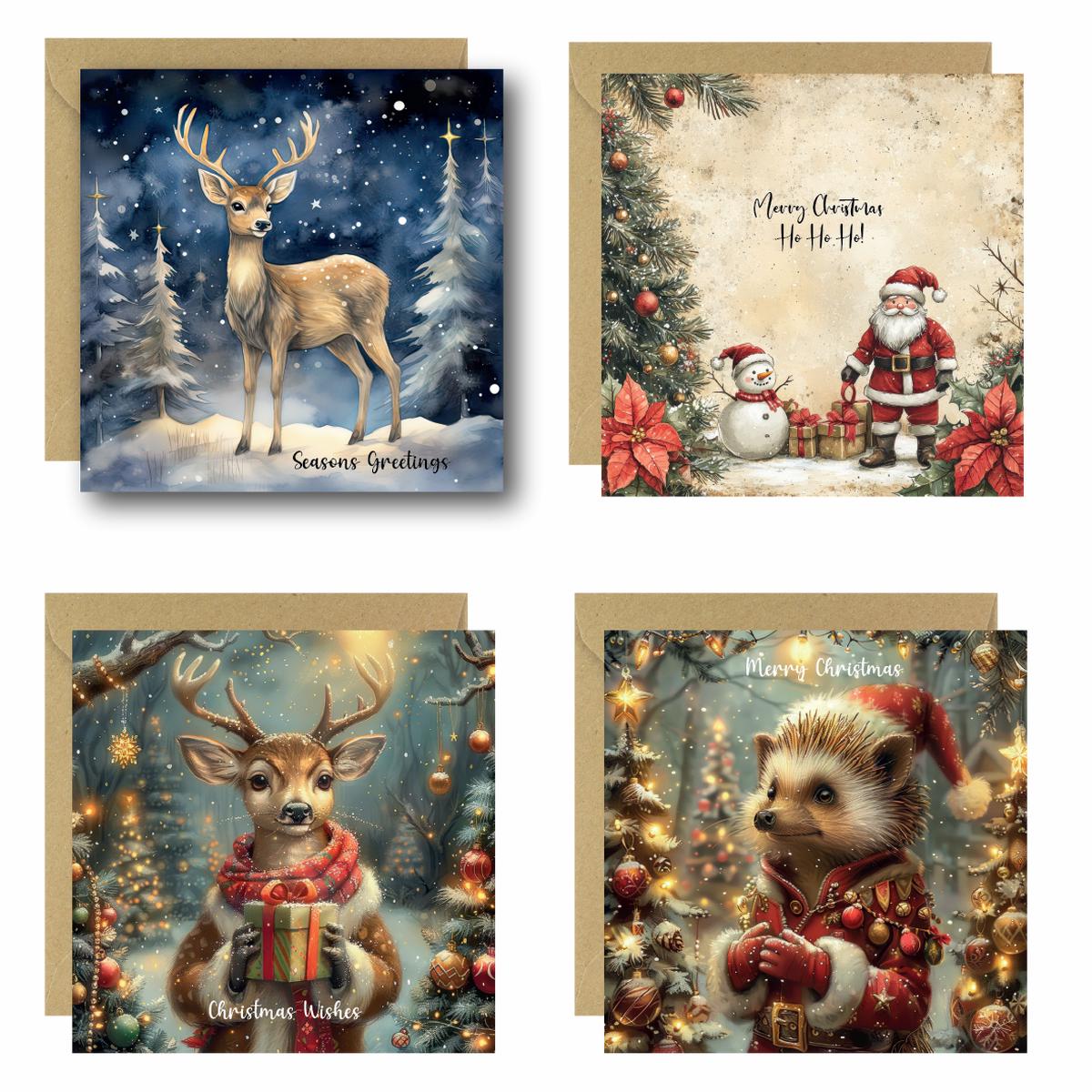 Set of 4 Traditional Christmas Cards