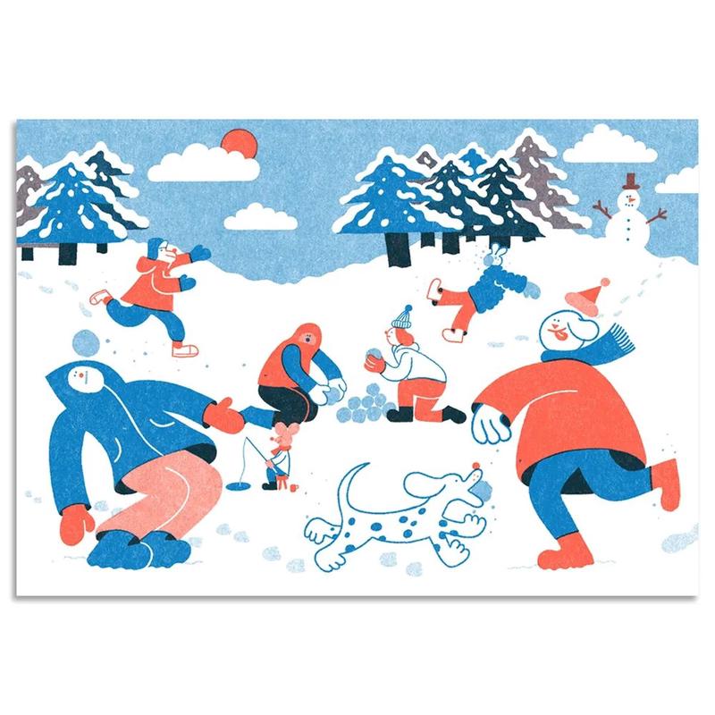 Snowball Fight Christmas Card