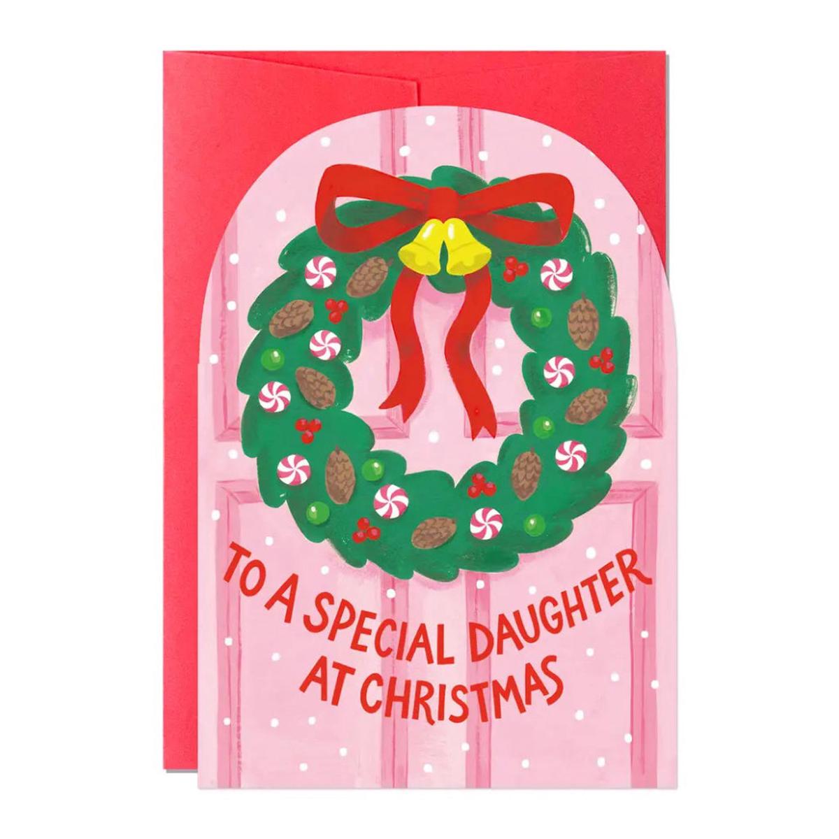 Special Daughter Christmas Wreath Greeting Card