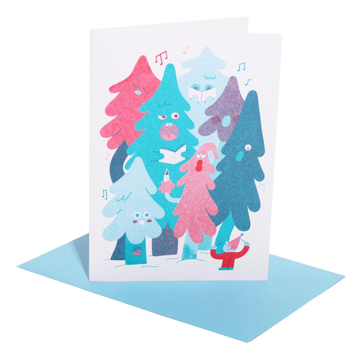 Tree Carols Riso Christmas Card