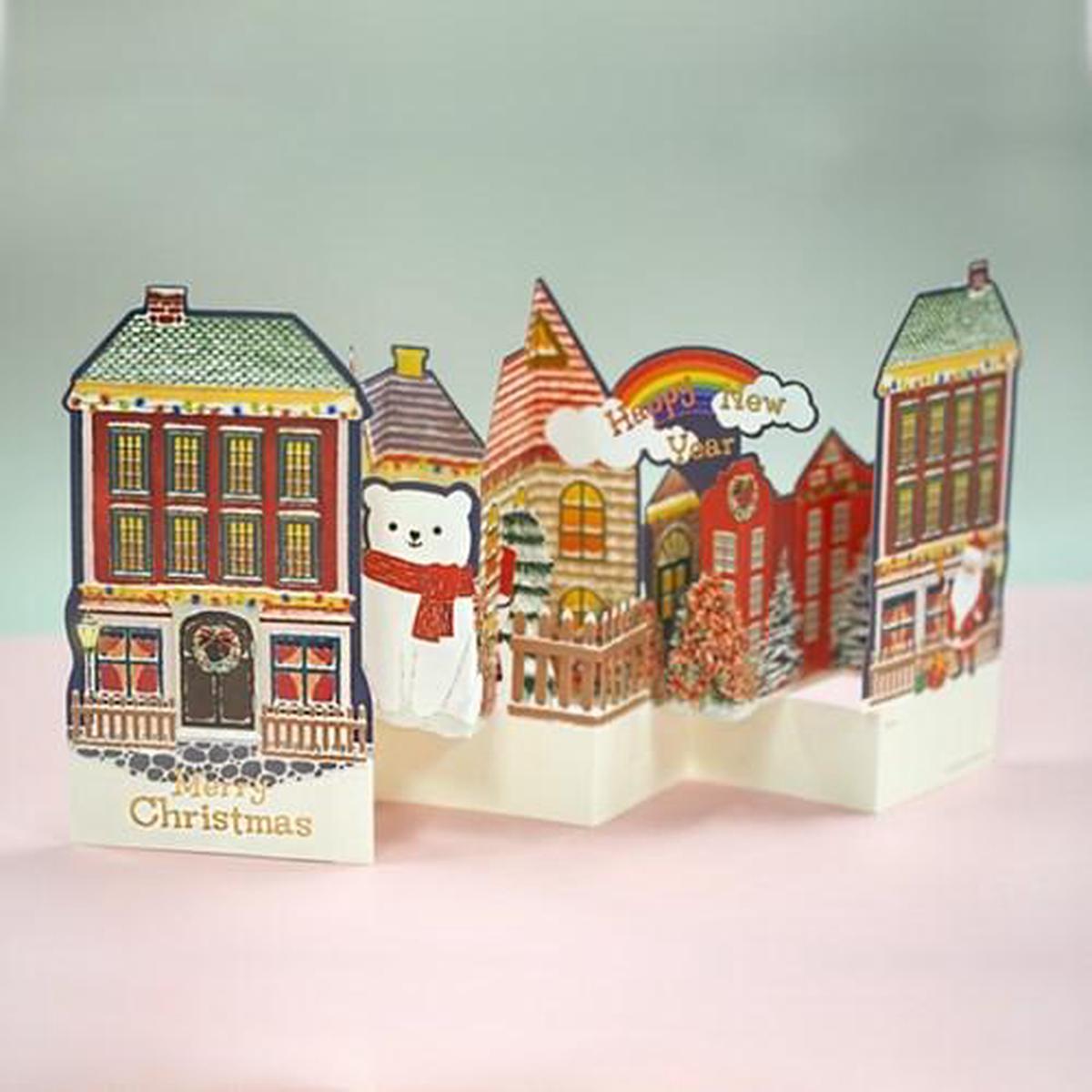 D'Won Christmas Santa Town Pop-up Card