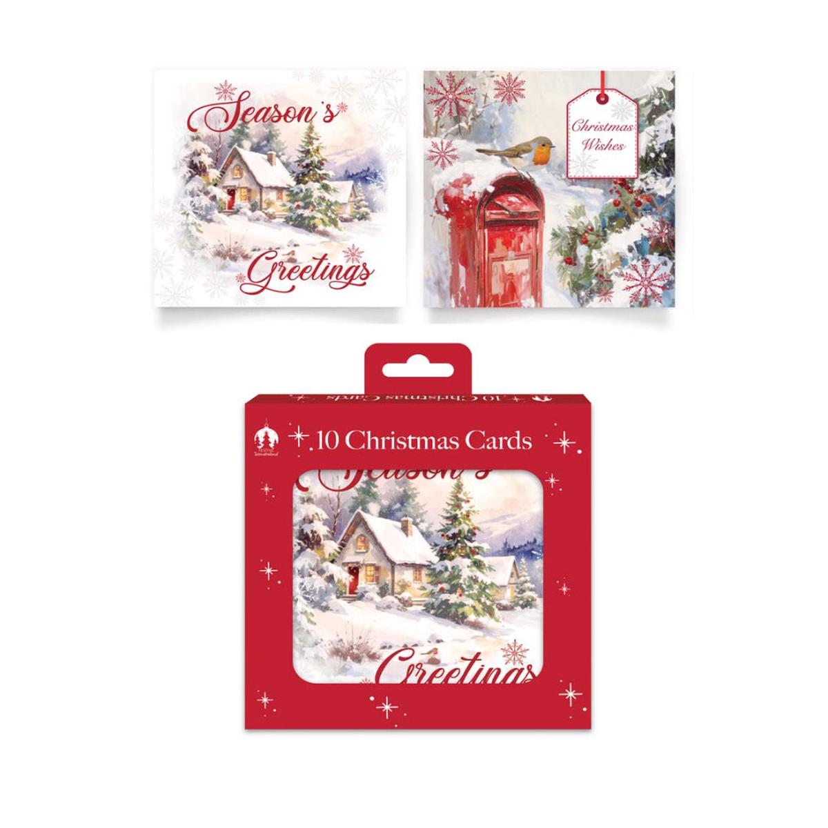 Festive Wonderland Christmas Cards | Pack of 12, Assorted Cottage Scenes