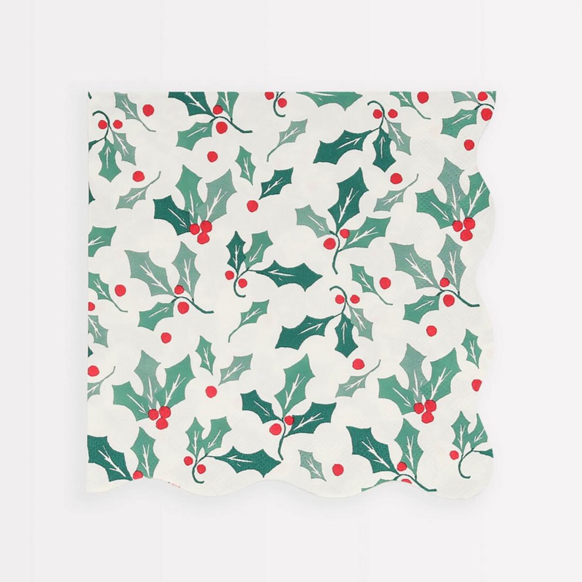 Holly Pattern Large Napkins (x16)