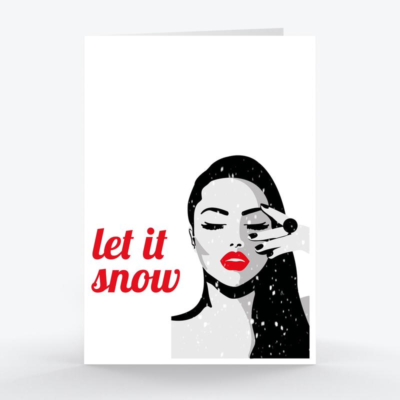 Pop Art Collection Christmas Card Let it Snow - Set of 5 -  A5 or A6 Sizes - A5 / 5