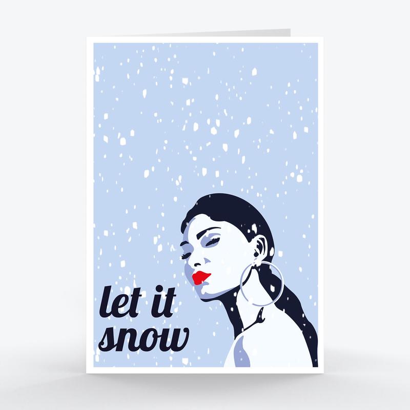 Pop Art Collection Christmas Card Let it Snow - Set of 5 A5 or A6 Sizes - A6 / 5