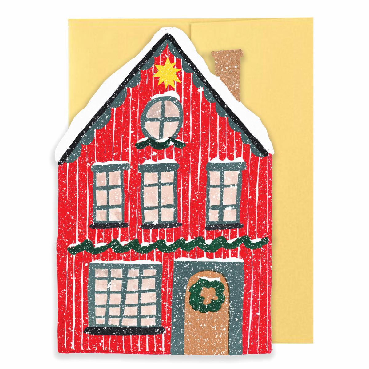 Red Cottage Die Cut Card - Winter Cottage Collection