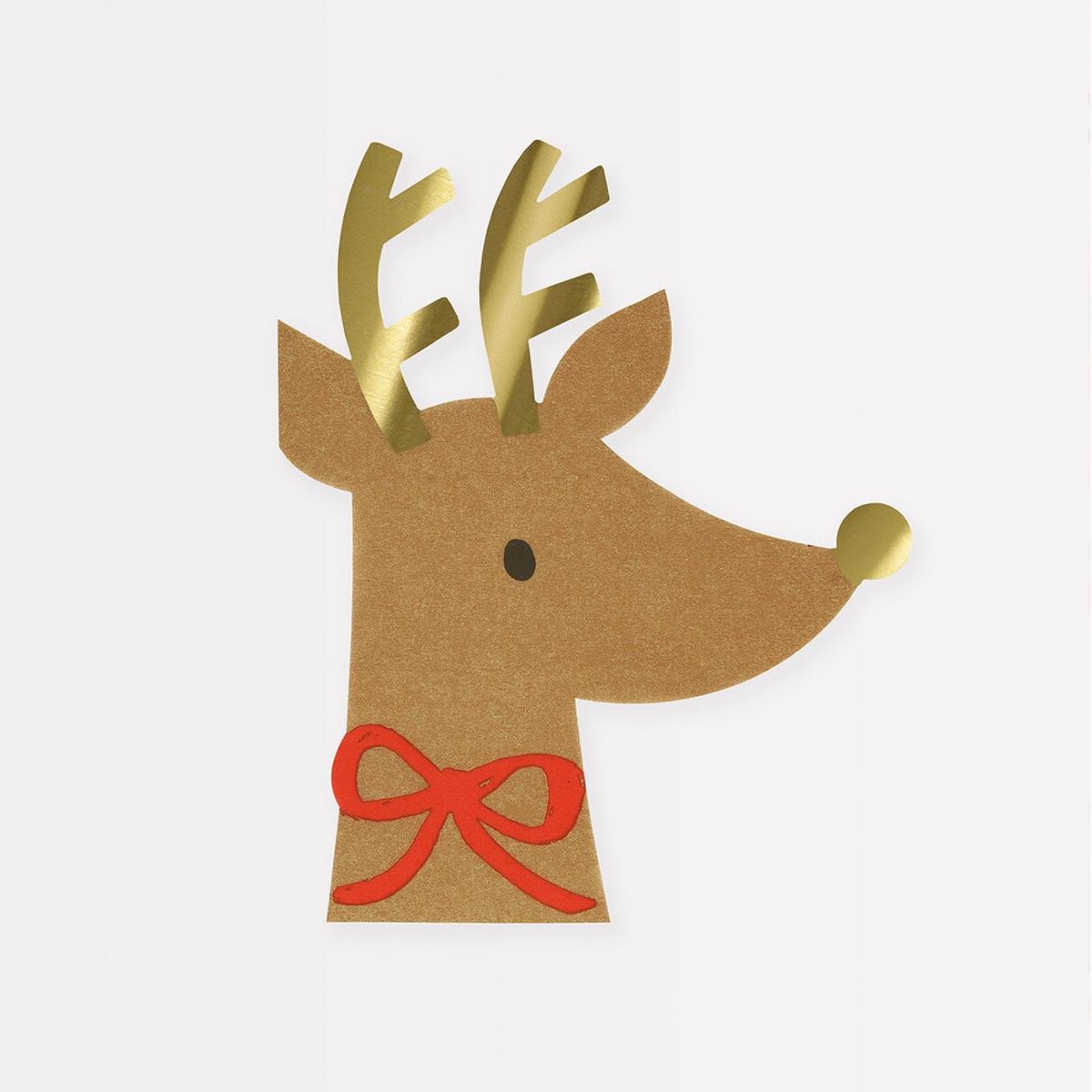 Reindeer With Red Bow Napkins