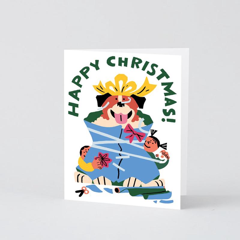 Wrapped Dog Embossed Card
