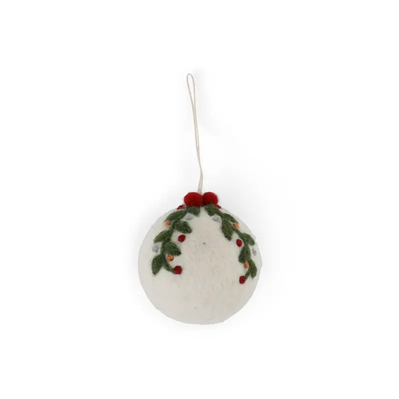 Christmas Bauble - White with Garland