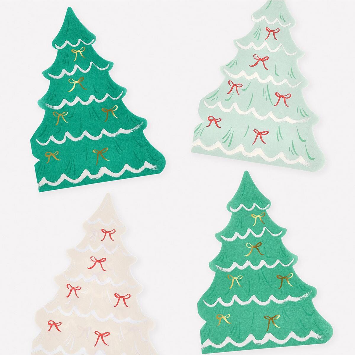Christmas Tree With Bows Napkins (x16)